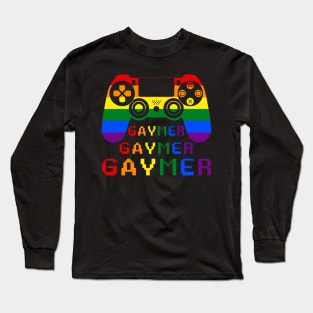 Gaymer Gay Pride Flag LGBT Gamer LGBTQ Gaming Gamepad Long Sleeve T-Shirt